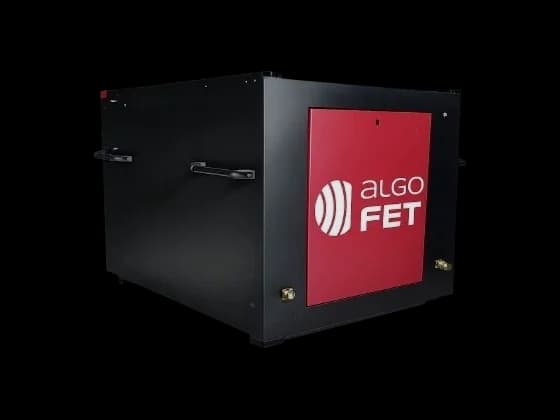 AlgoDOCK M — closed drone dock enclosure with red service door